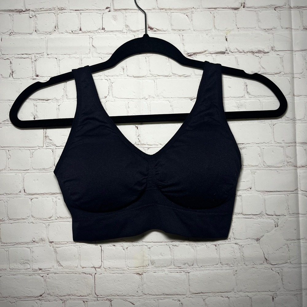 truekind Black Seamless V Neck Comfort Stretch‎ Sports Bra Size L